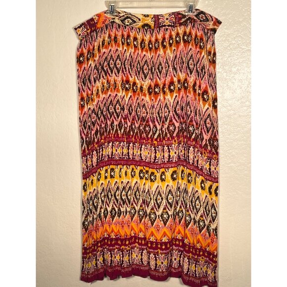 chaudry kc XL Crinkle Peasant Gipsy Skirt Orange/Pink/Yellow Boho Y2K Career - Picture 11 of 15